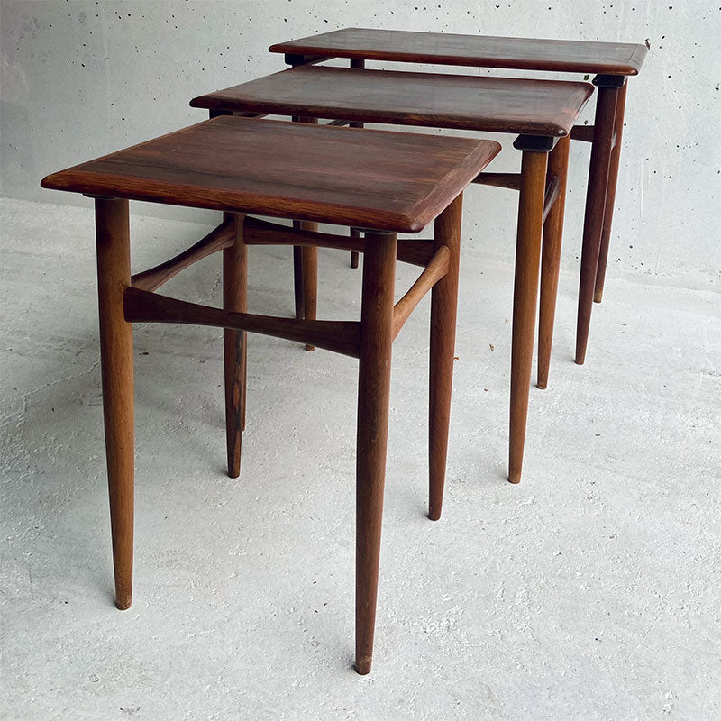 Kai Kristiansen Nesting Tables (Mimiset), teak wood (set of 3), Denmark, 1960s