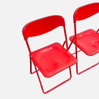 3x Red vintage folding chairs, Italy, 1980s – 1990s