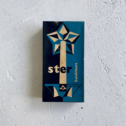 Royal Leerdam, Christmas set / 2x vintage glass (crystal) star-shaped candlestick-holders, The Netherlands, 1950s - 1960s