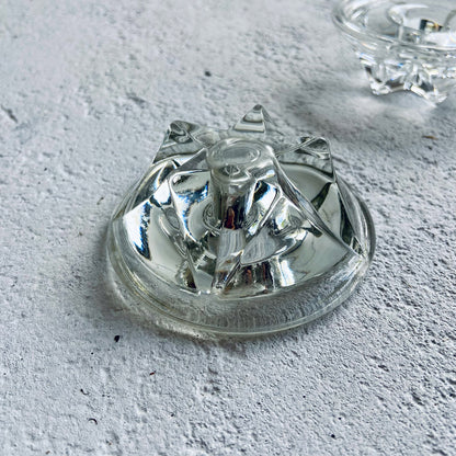 Royal Leerdam, Christmas set / 2x vintage glass (crystal) star-shaped candlestick-holders, The Netherlands, 1950s - 1960s