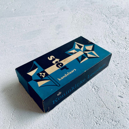 Royal Leerdam, Christmas set / 2x vintage glass (crystal) star-shaped candlestick-holders, The Netherlands, 1950s - 1960s