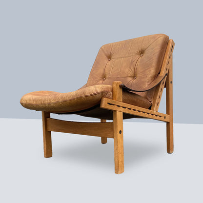 Mid-Century Modern, Safari Hunter Armchair, Torbjørn Afdal, Bruksbo, Norway, 1960s