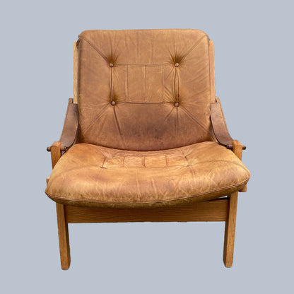 Mid-Century Modern, Safari Hunter Armchair, Torbjørn Afdal, Bruksbo, Norway, 1960s