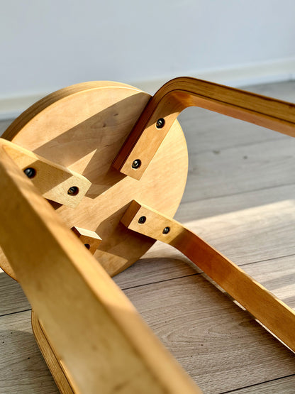 Vintage birch wood (bentwood) stacking stool in the style of Alvar Aalto Model E60, Finland, 1930-1960s