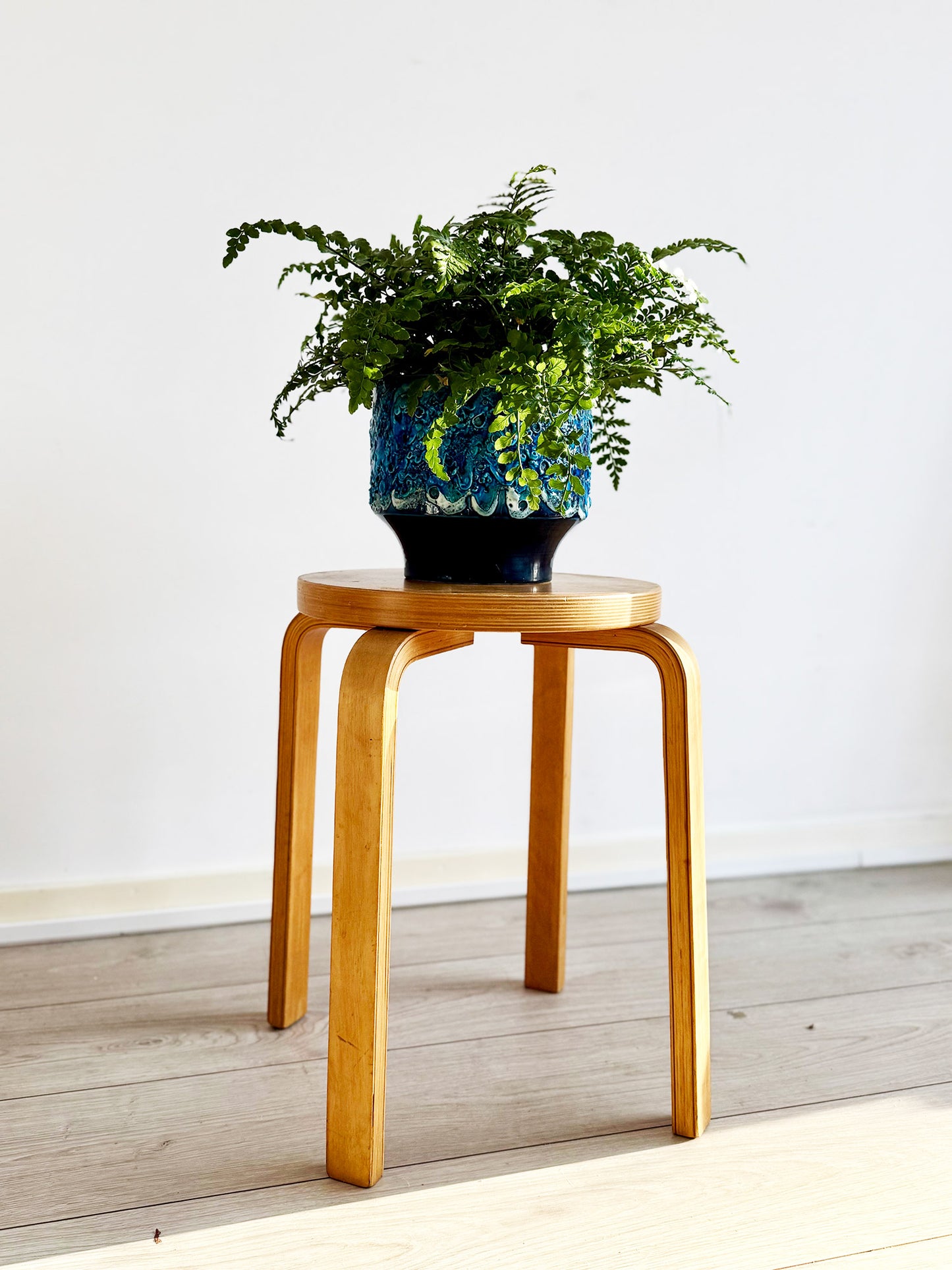 Vintage birch wood (bentwood) stacking stool in the style of Alvar Aalto Model E60, Finland, 1930-1960s