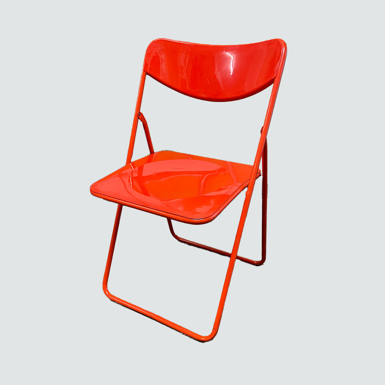 Red vintage IKEA, Niels Gammelgaard, TED folding chair, Sweden, 1979-1989
