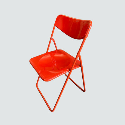 Red vintage IKEA, Niels Gammelgaard, TED folding chair, Sweden, 1979-1989