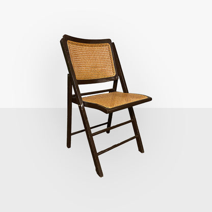 4x Mid Century vintage cane wicker folding chairs, France, 1960s