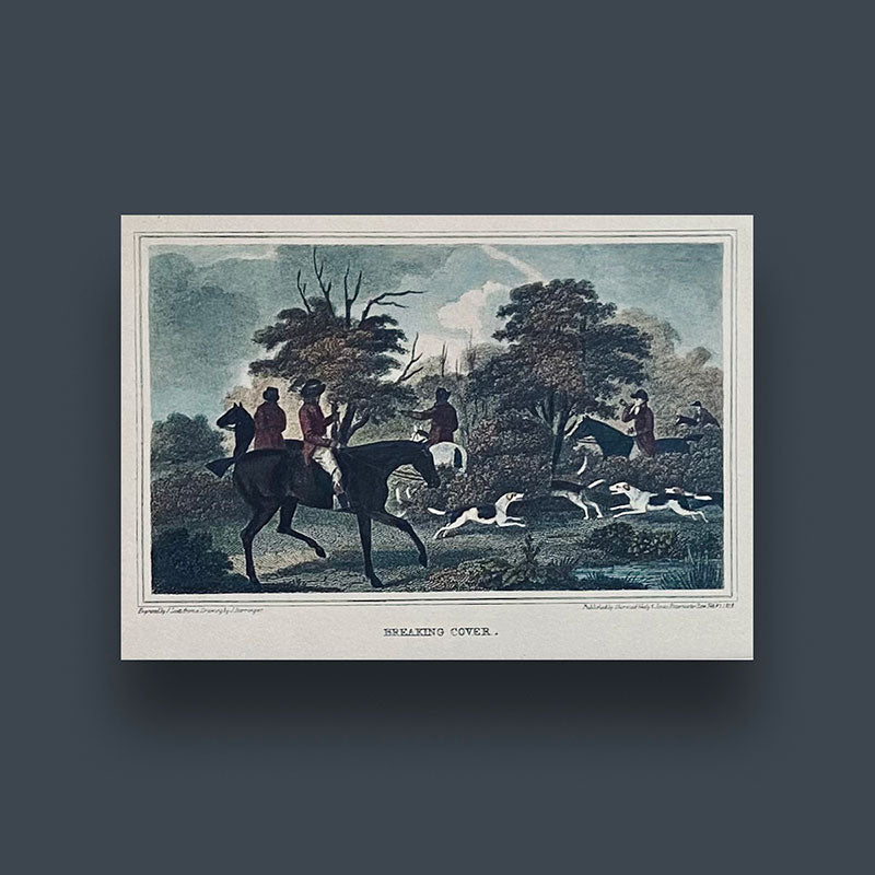 Engravings, Fox hunting, J. Scott after J. Barrenger, England, 1827 (4x)