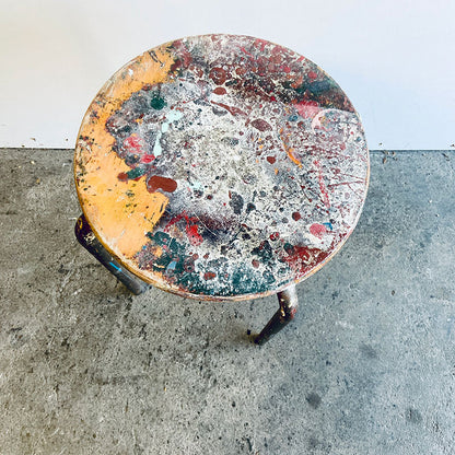 Set of 2 Vintage Atelier Jean Prouvé style modernist industrial mid-century stools, France, 1950s / 1960s