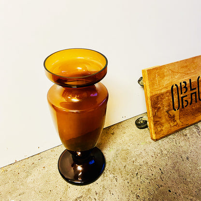 Massive glass amber / brown vase, Central European (Bohemian / Hungarian), mid-century