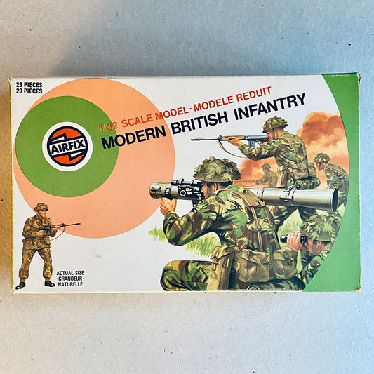 Vintage Airfix 1/32 toy soldiers British Modern Infantry [51472-9], Made in England, 1976
