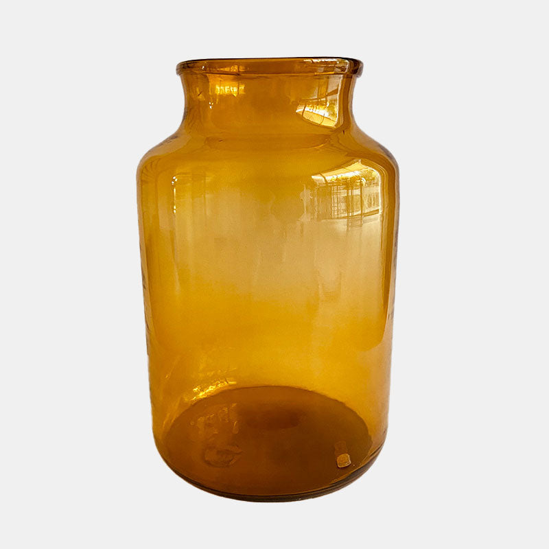 Amber colored / Brown hand blown glass jar (vintage), Bohemian / Hungary, 1970s