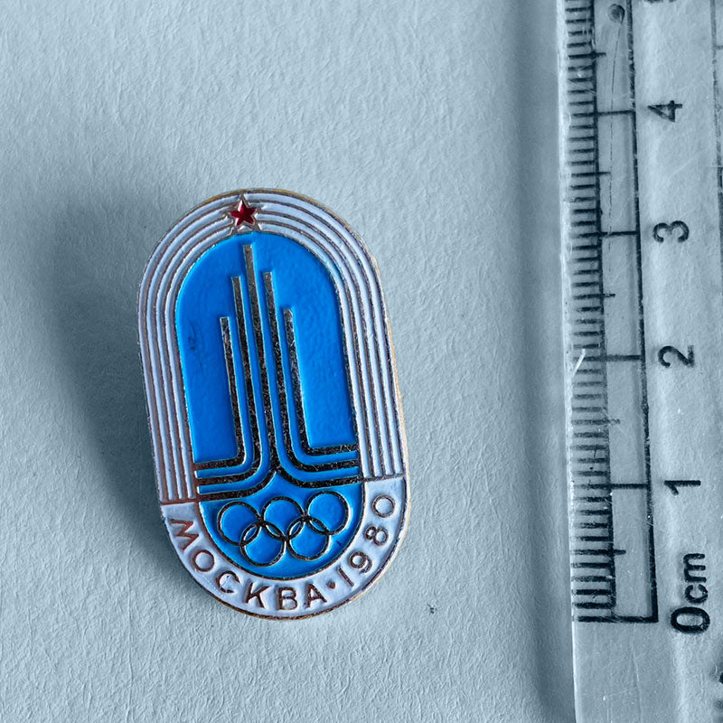 Blue Moscow Summer Olympics pin, USSR, 1980s