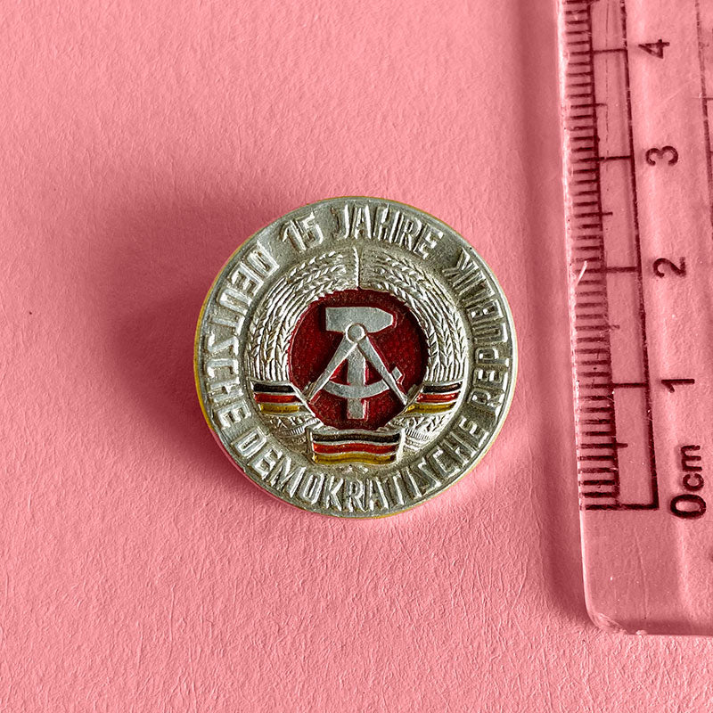 Badge / pin 15 Years German Democratic Republic, East-Germany, 1964