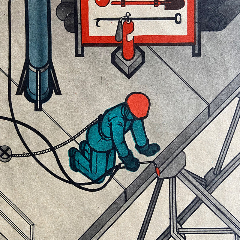 Poster, "Gas flame work", Work safety poster, Kyiv Ukrainian SSR, Kiev Soviet Union, 1990