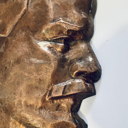 Wall bas-relief, copper / brass plaque, Lenin, Ukraine, 1970s