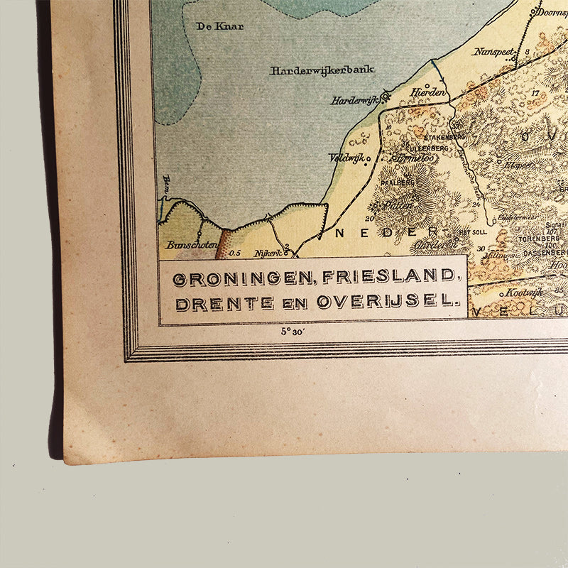 Map, Groningen, Friesland, Drenthe, Overijsel – NL, J.B. Wolters – Groningen, The Netherlands, 1927