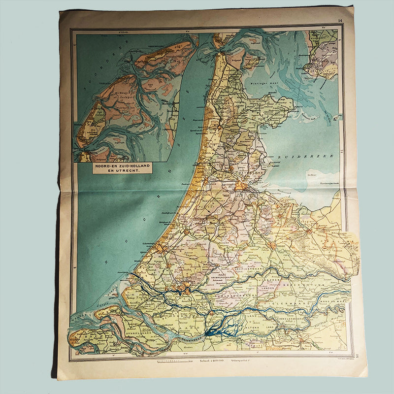 Map, North Holland, South Holland and Utrecht – NL, J.B. Wolters – Groningen, The Netherlands, 1927