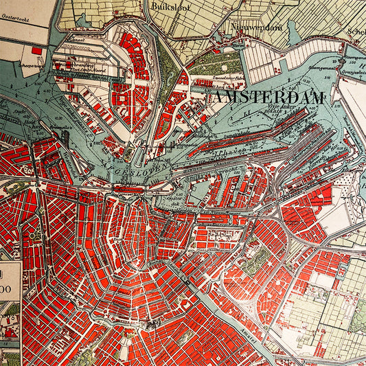 Map, Ports of Rotterdam and Amsterdam, Hoek van Holland, IJmuiden – NL, J.B. Wolters – Groningen, The Netherlands, 1927
