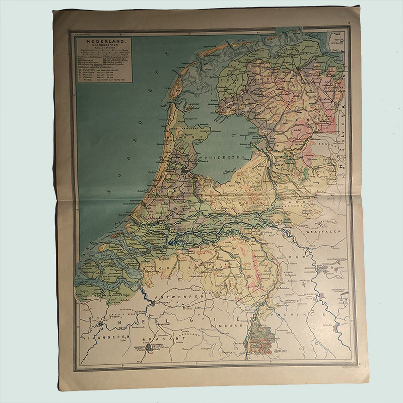 Map, The Netherlands Soil Types – NL, J.B. Wolters – Groningen, The Netherlands, 1927