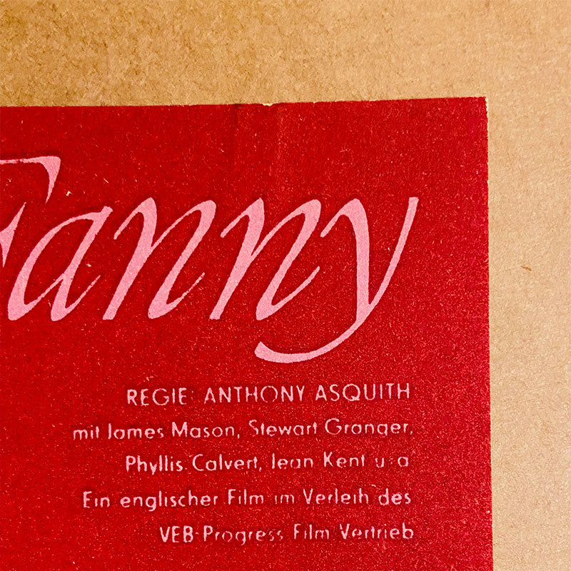 Movie poster "Fanny", United Kingdom 1944 (GDR distributor), Eastern Germany, 1950s