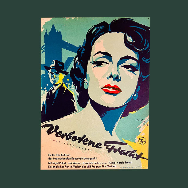 Movie poster "Forbidden Cargo" ("Verbotene Fracht") German poster, United Kingdom 1954