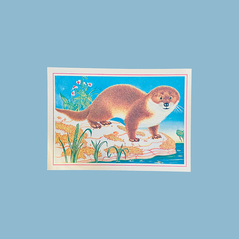 Postcard set wild animals by illustrator Edgar Folks, Latvian SSR, 1987