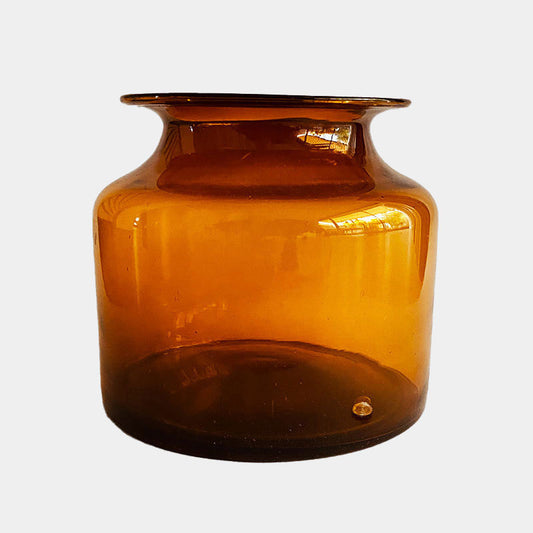 Amber colored / Brown hand blown glass vase (vintage) 10L, Bohemian / Hungary, 1970s