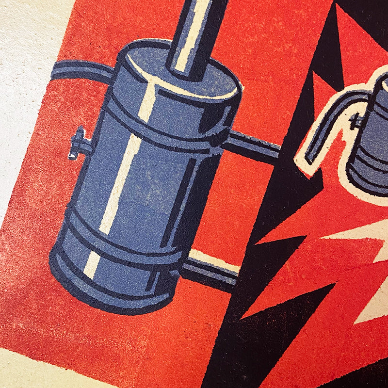 Poster, "Gas welding works. Working without a water seal is dangerous", Worker safety VEF Riga, Latvian SSR, 1960s